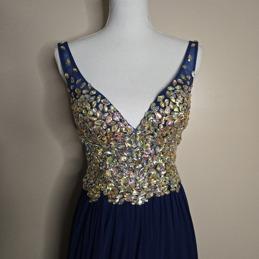 JVN Jovani JVN20381BG Royal Blue Beaded Dress - Picture 2 of 5